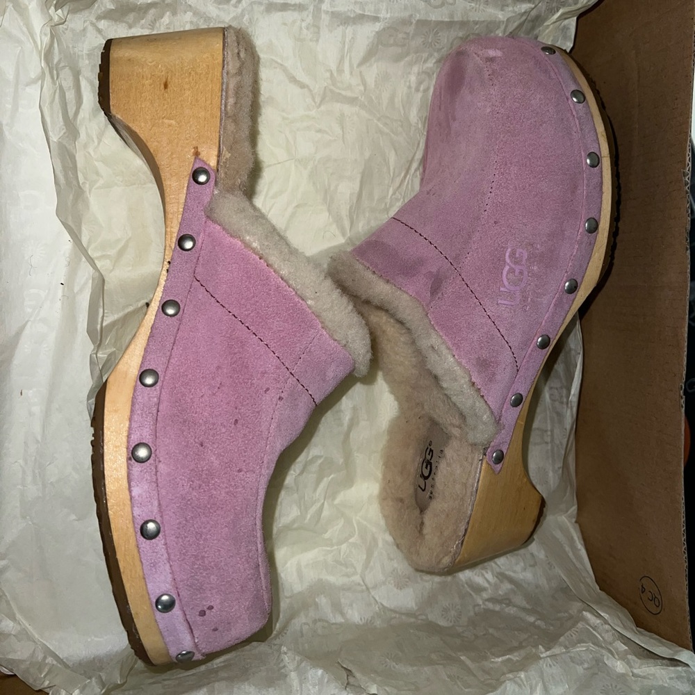 Pink Suede Ugg Clogs